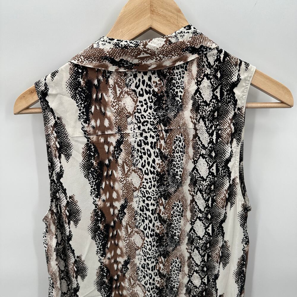 EQUIPMENT FEMME Silk Animal Print Button Down Shirt Dress // S - Picture 7 of 10